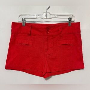 Ci Sono Linen Blend Shorts Coral Red Size Medium